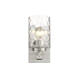 Silver Metal and Pebbled Glass Modern Wall Sconce