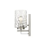 Silver Metal and Pebbled Glass Modern Wall Sconce