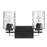 Black Metal & Pebbled Glass Modern Two-Light Wall Sconce 10 Black Metal & Pebbled Glass Modern Two-Light Wall Sconce
