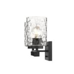 Black Metal & Pebbled Glass Modern Two-Light Wall Sconce 7 Black Metal & Pebbled Glass Modern Two-Light Wall Sconce