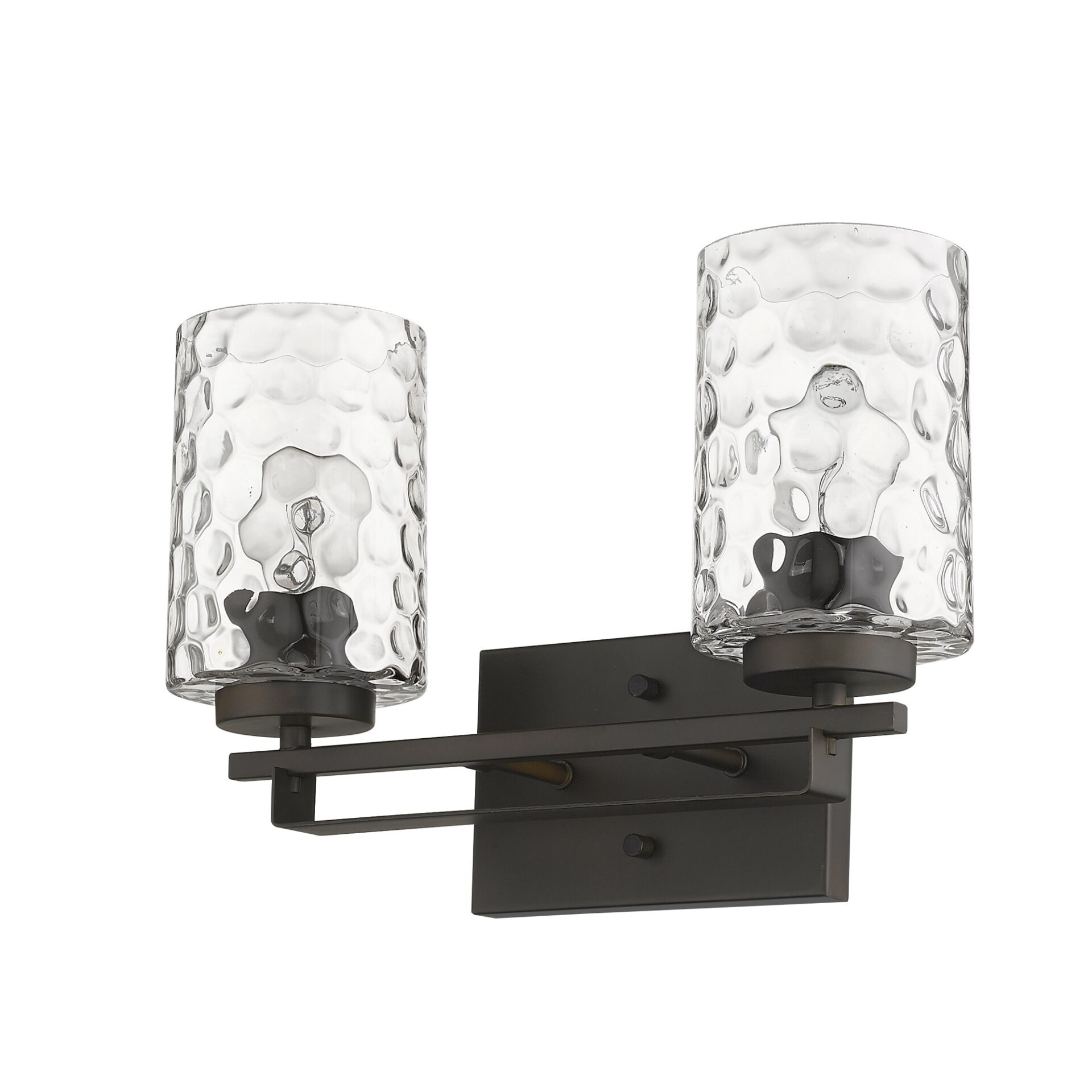 Bronze Metal Pebbled Glass Modern Two-Light Wall Sconce 2 Bronze Metal Pebbled Glass Modern Two-Light Wall Sconce - Image 2