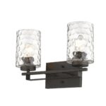 Bronze Metal Pebbled Glass Modern Two-Light Wall Sconce 9 Bronze Metal Pebbled Glass Modern Two-Light Wall Sconce