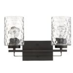 Bronze Metal Pebbled Glass Modern Two-Light Wall Sconce 10 Bronze Metal Pebbled Glass Modern Two-Light Wall Sconce