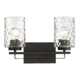Bronze Metal Pebbled Glass Modern Two-Light Wall Sconce 11 Bronze Metal Pebbled Glass Modern Two-Light Wall Sconce