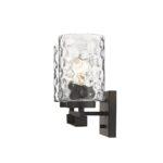 Bronze Metal Pebbled Glass Modern Two-Light Wall Sconce 7 Bronze Metal Pebbled Glass Modern Two-Light Wall Sconce