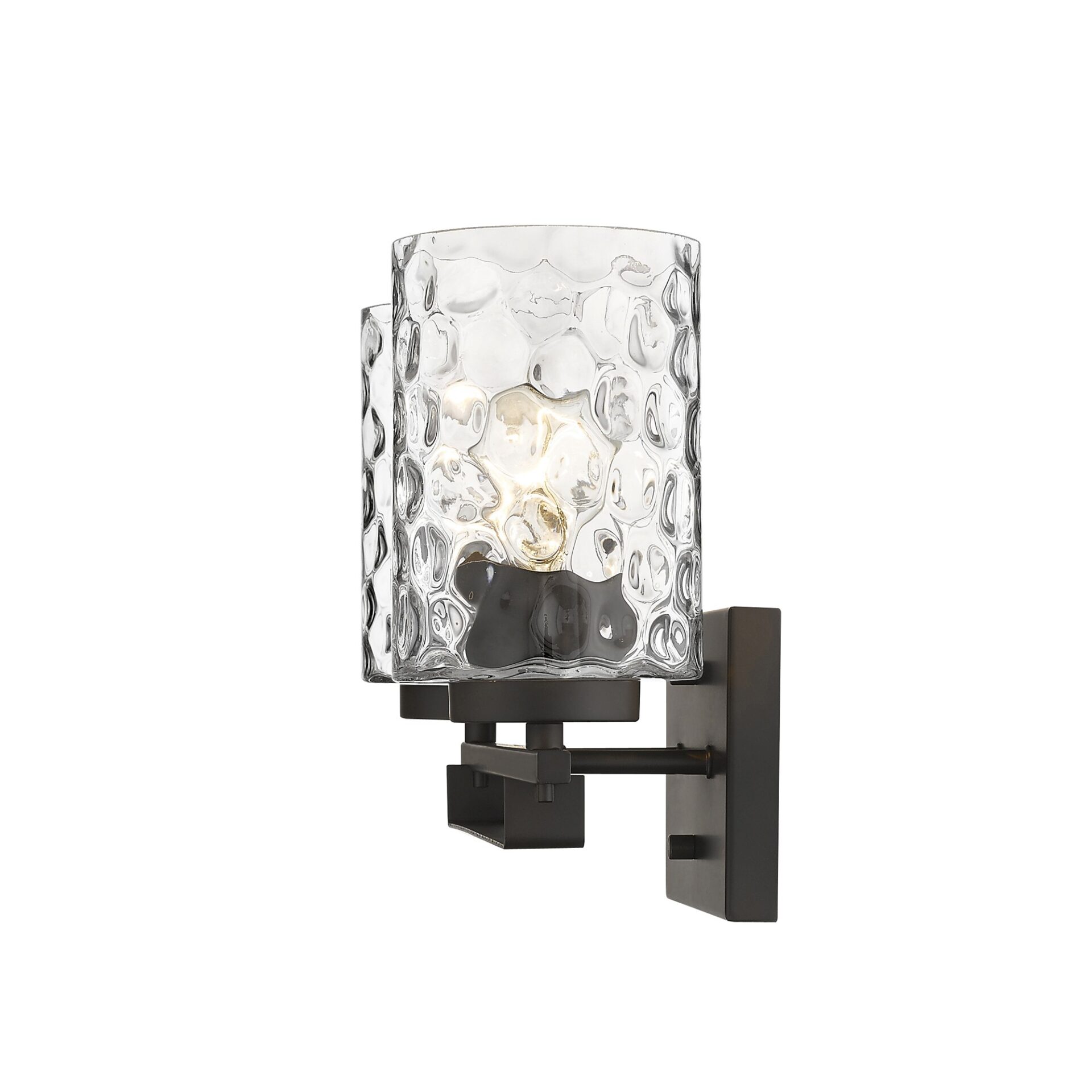 Bronze Metal Pebbled Glass Modern Two-Light Wall Sconce 1 Bronze Metal Pebbled Glass Modern Two-Light Wall Sconce