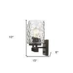 Bronze Metal Pebbled Glass Modern Two-Light Wall Sconce 12 Bronze Metal Pebbled Glass Modern Two-Light Wall Sconce