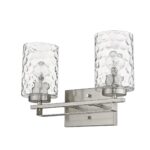 Silver Metal Pebbled Glass Two-Light Wall Sconce, Modern Finish