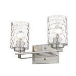 Silver Metal Pebbled Glass Two-Light Wall Sconce, Modern Finish