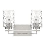 Silver Metal Pebbled Glass Two-Light Wall Sconce, Modern Finish