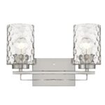 Silver Metal Pebbled Glass Two-Light Wall Sconce, Modern Finish