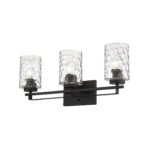 Livvy Modern Matte Black 3-Light Vanity with Optic Glass
