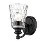 Black Metal and Pebbled Glass Wall Sconce, Modern Style