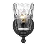 Black Metal and Pebbled Glass Wall Sconce, Modern Style