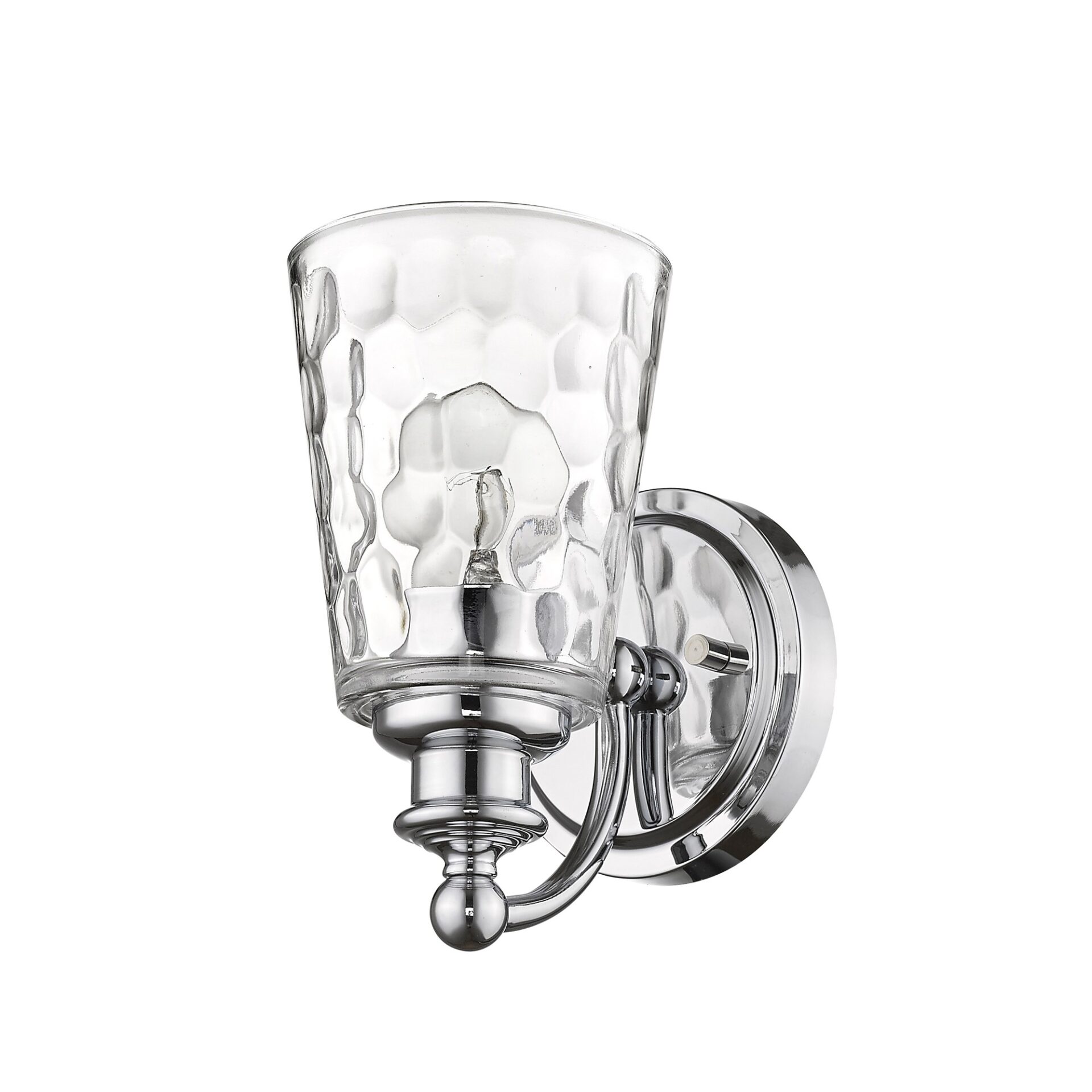 Silver Metal and Pebbled Glass Wall Sconce, Chrome Finish 1 Silver Metal and Pebbled Glass Wall Sconce, Chrome Finish