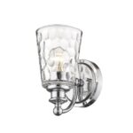 Silver Metal and Pebbled Glass Wall Sconce, Chrome Finish 8 Silver Metal and Pebbled Glass Wall Sconce, Chrome Finish