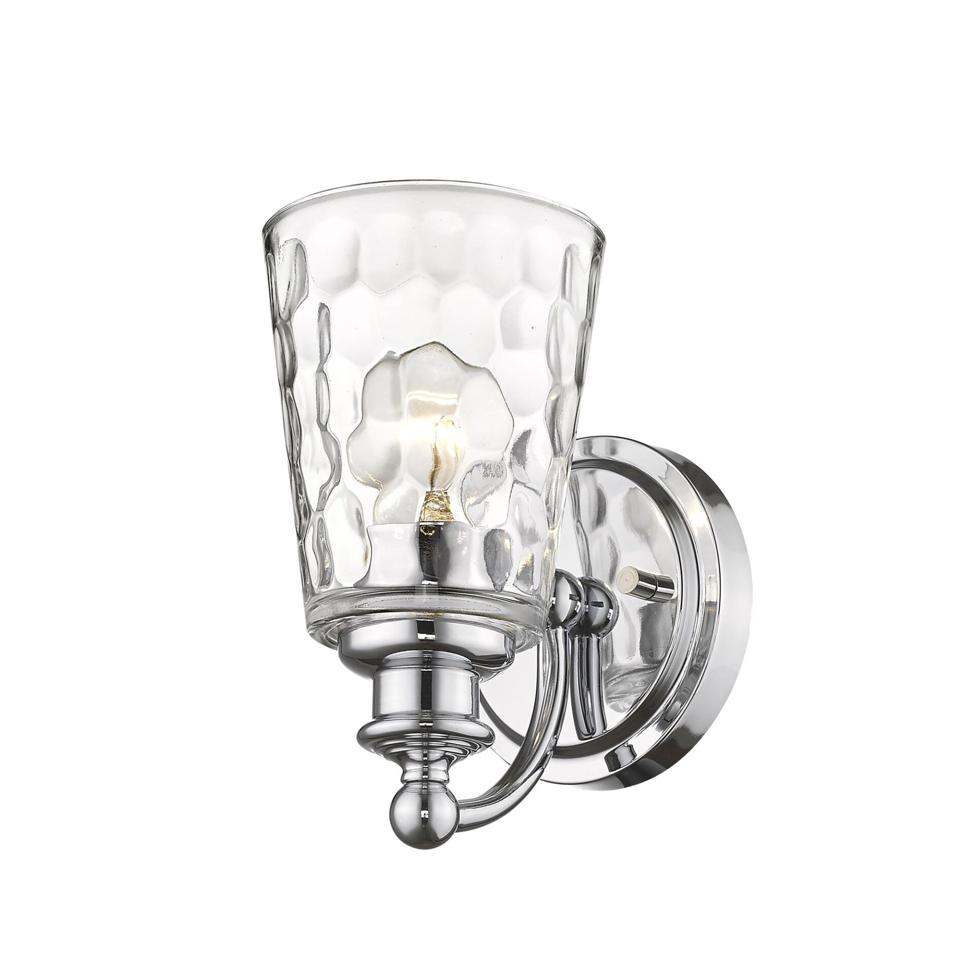 Silver Metal and Pebbled Glass Wall Sconce, Chrome Finish 2 Silver Metal and Pebbled Glass Wall Sconce, Chrome Finish - Image 2
