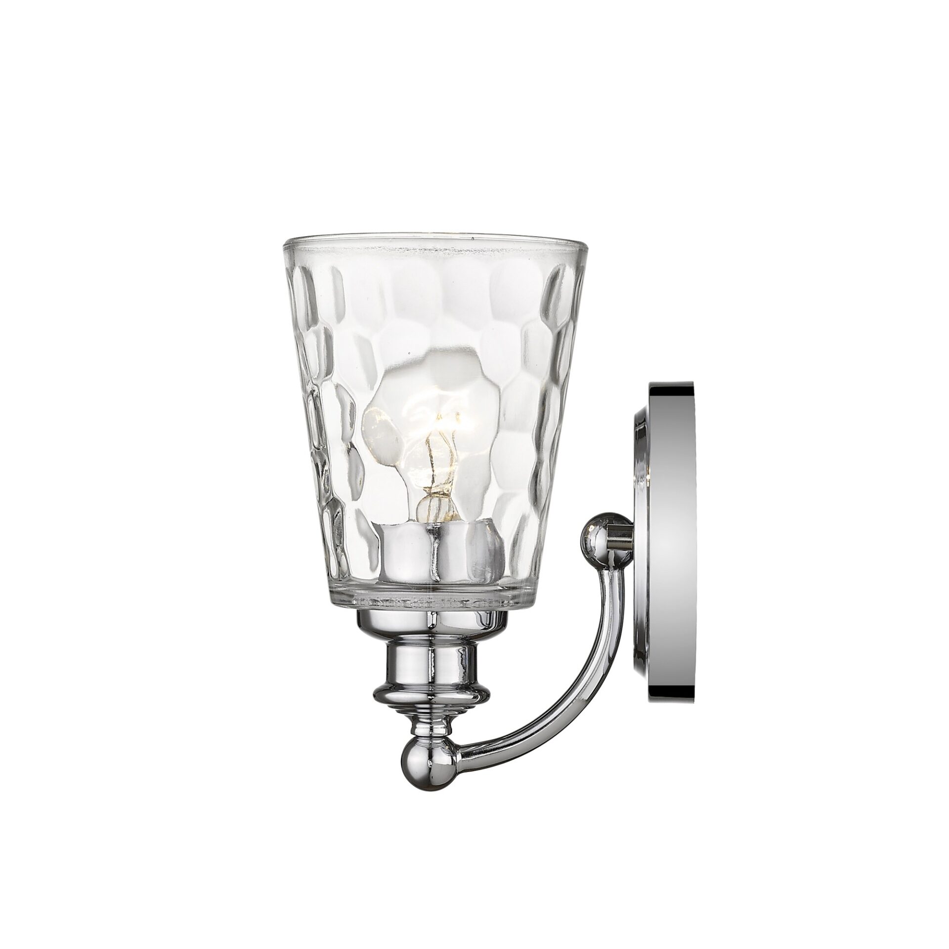 Silver Metal and Pebbled Glass Wall Sconce, Chrome Finish 5 Silver Metal and Pebbled Glass Wall Sconce, Chrome Finish - Image 5
