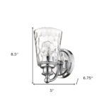 Silver Metal and Pebbled Glass Wall Sconce, Chrome Finish 12 Silver Metal and Pebbled Glass Wall Sconce, Chrome Finish