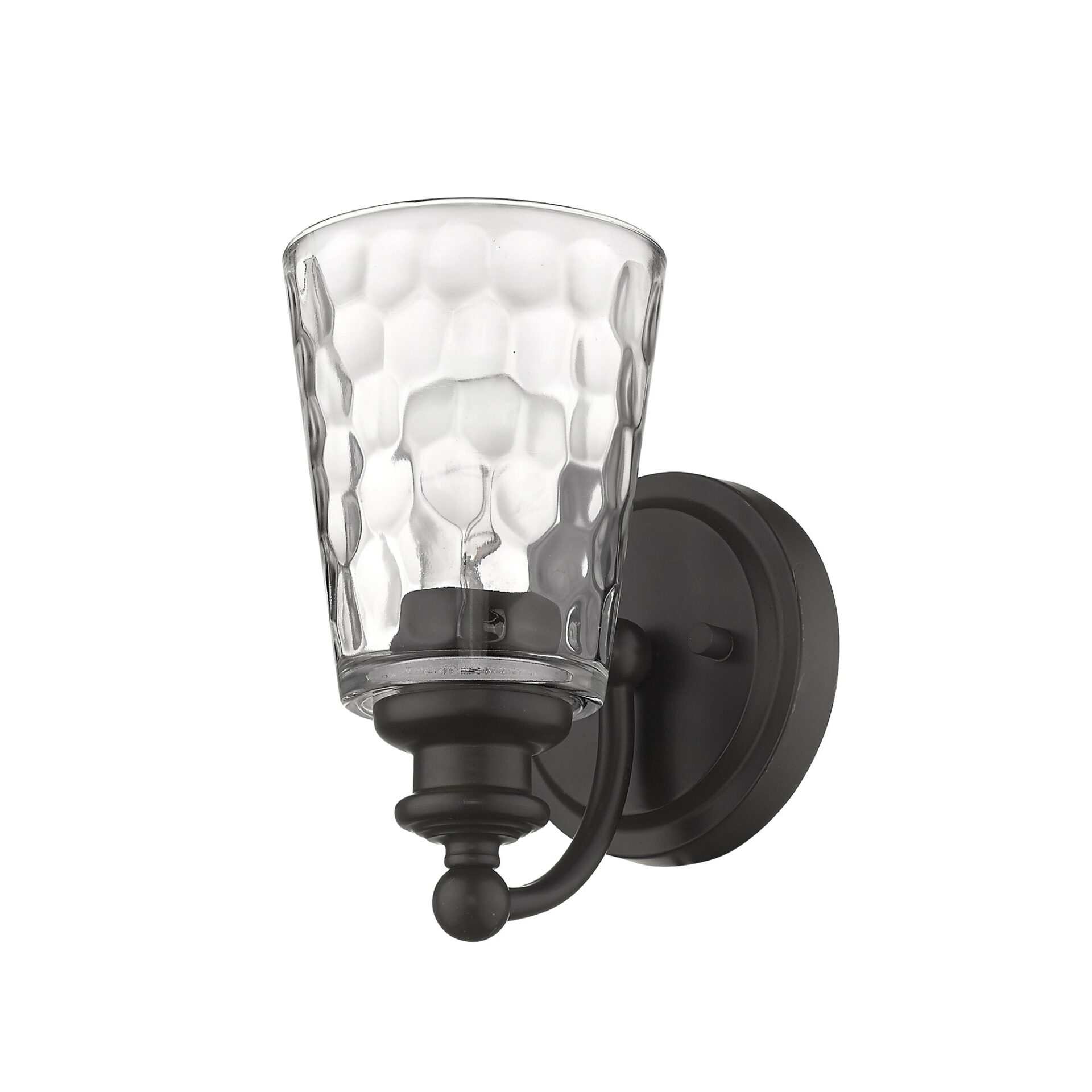 Bronze Metal Wall Sconce with Pebbled Glass Shade 1 Bronze Metal Wall Sconce with Pebbled Glass Shade