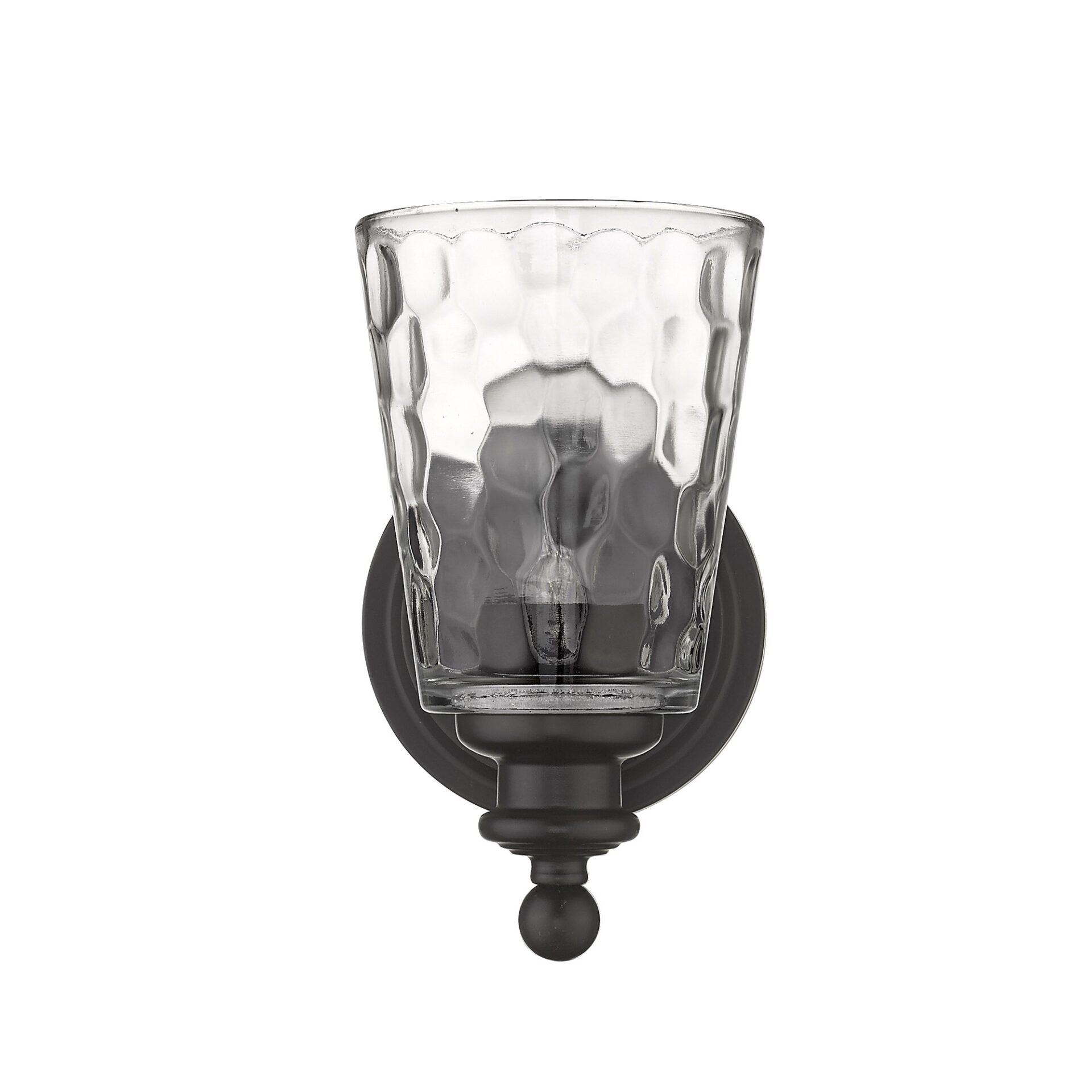 Bronze Metal Wall Sconce with Pebbled Glass Shade 3 Bronze Metal Wall Sconce with Pebbled Glass Shade - Image 3