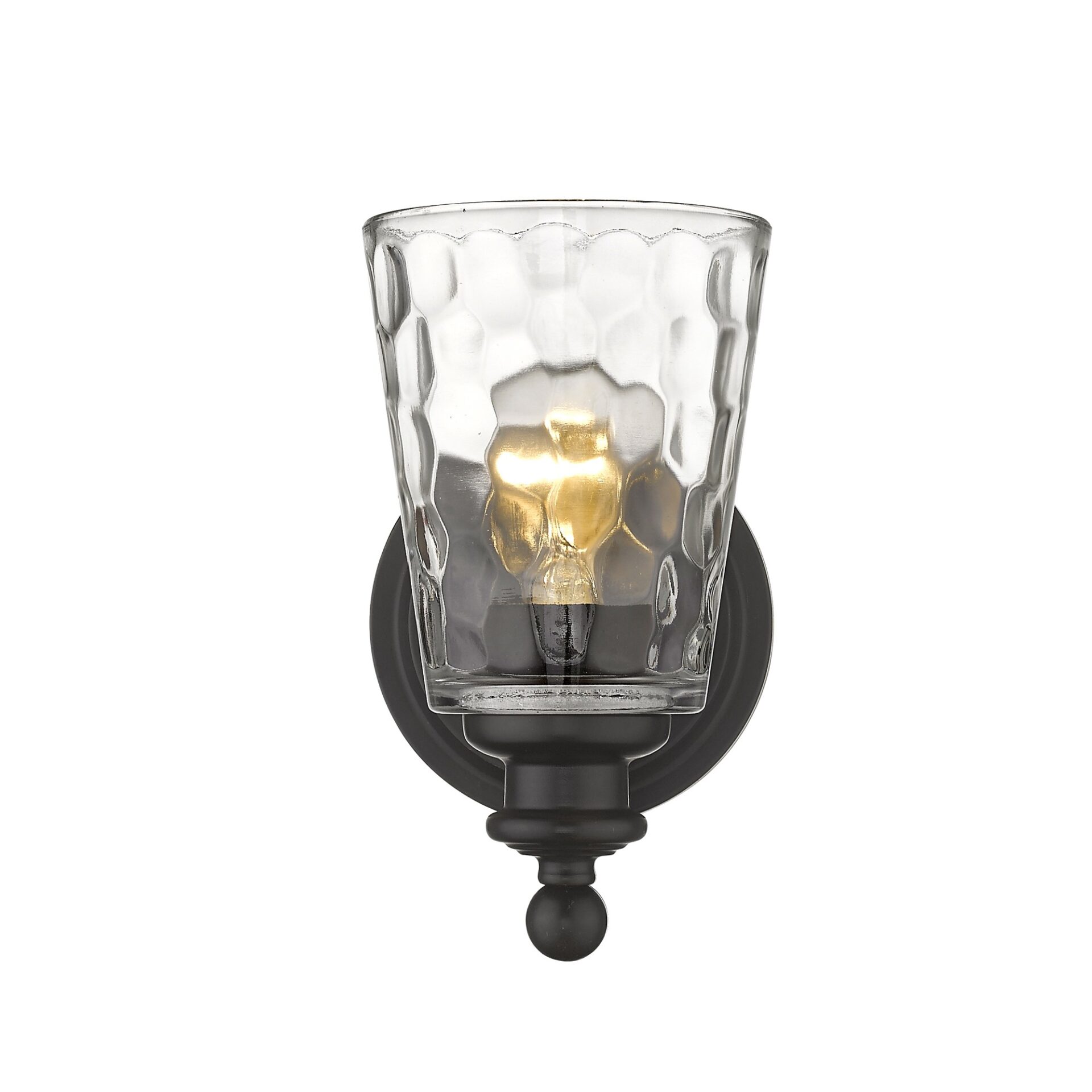 Bronze Metal Wall Sconce with Pebbled Glass Shade 4 Bronze Metal Wall Sconce with Pebbled Glass Shade - Image 4