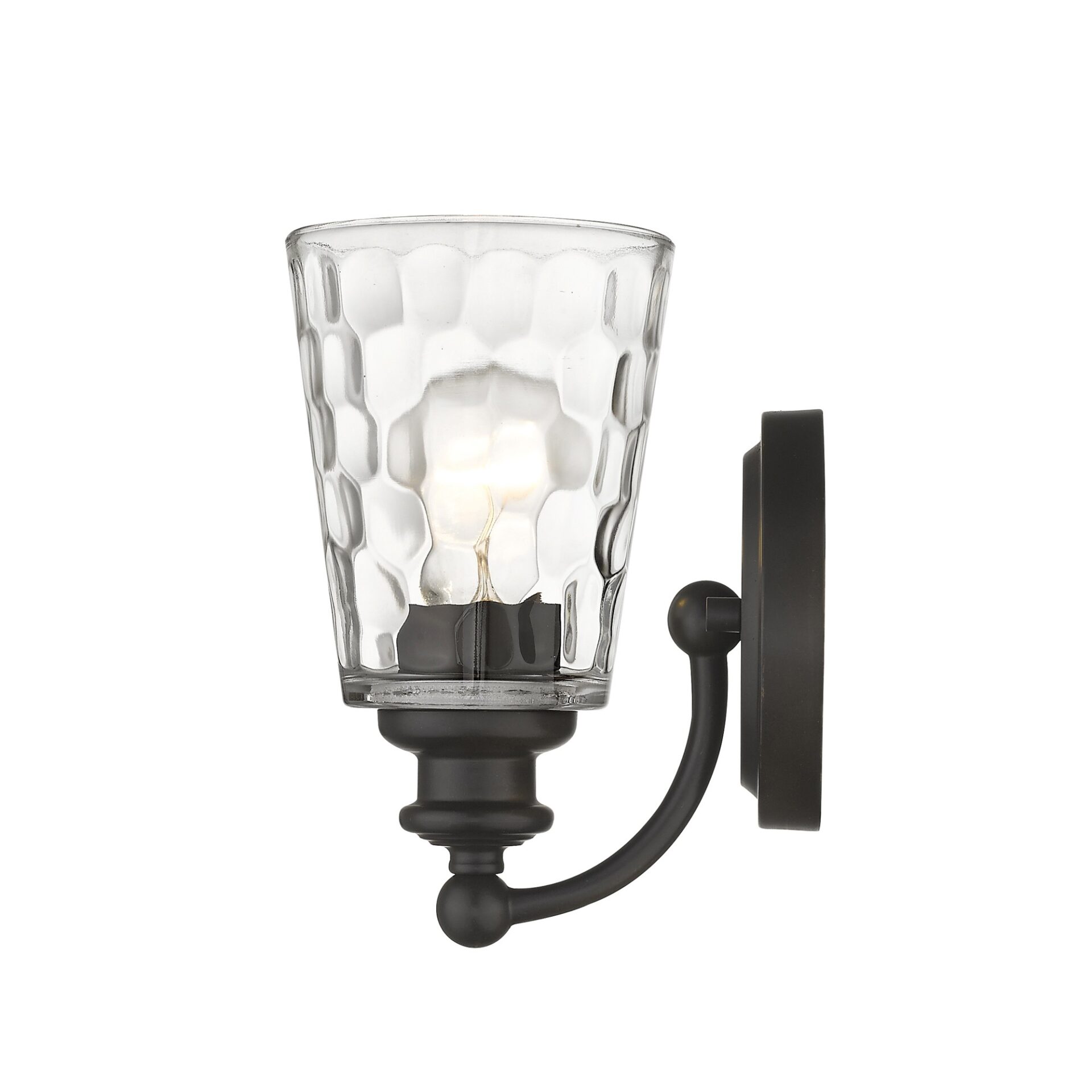 Bronze Metal Wall Sconce with Pebbled Glass Shade 5 Bronze Metal Wall Sconce with Pebbled Glass Shade - Image 5