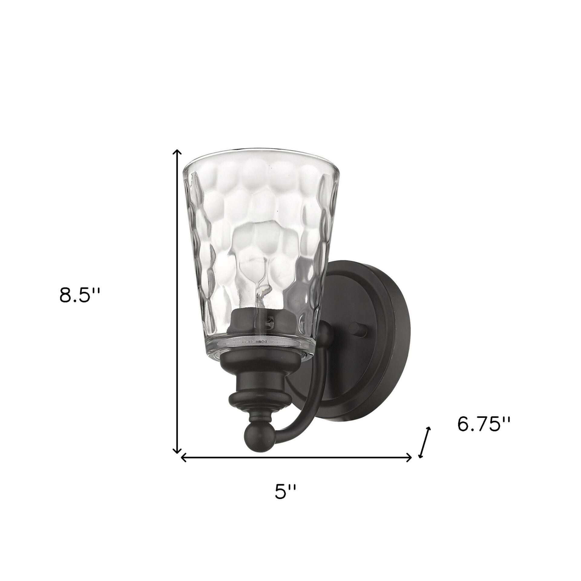Bronze Metal Wall Sconce with Pebbled Glass Shade 6 Bronze Metal Wall Sconce with Pebbled Glass Shade - Image 6