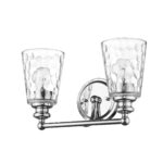 Silver Metal Pebbled Glass Two-Light Wall Sconce 8 Silver Metal Pebbled Glass Two-Light Wall Sconce