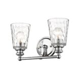 Silver Metal Pebbled Glass Two-Light Wall Sconce 9 Silver Metal Pebbled Glass Two-Light Wall Sconce