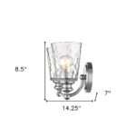 Silver Metal Pebbled Glass Two-Light Wall Sconce 12 Silver Metal Pebbled Glass Two-Light Wall Sconce