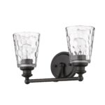 Bronze Metal Pebbled Glass Two-Light Wall Sconce 6 Bronze Metal Pebbled Glass Two-Light Wall Sconce