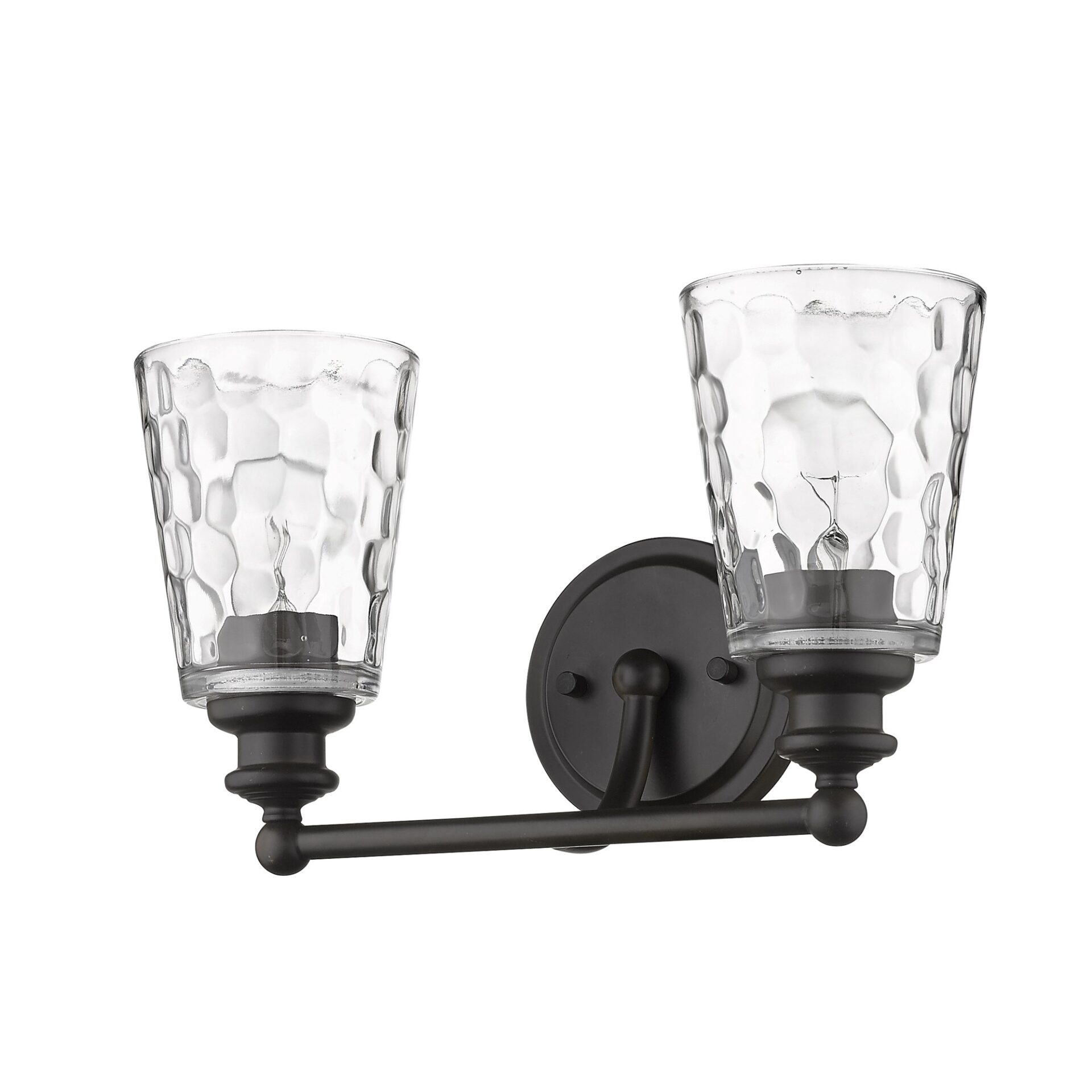 Bronze Metal Pebbled Glass Two-Light Wall Sconce 1 Bronze Metal Pebbled Glass Two-Light Wall Sconce