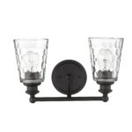 Bronze Metal Pebbled Glass Two-Light Wall Sconce 8 Bronze Metal Pebbled Glass Two-Light Wall Sconce