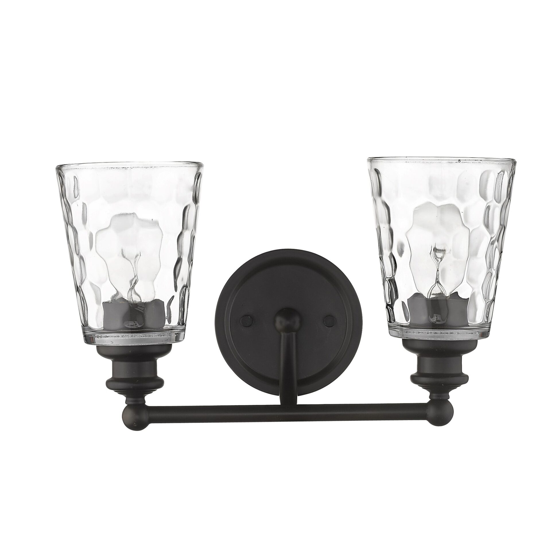 Bronze Metal Pebbled Glass Two-Light Wall Sconce 3 Bronze Metal Pebbled Glass Two-Light Wall Sconce - Image 3