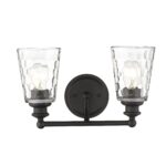 Bronze Metal Pebbled Glass Two-Light Wall Sconce 9 Bronze Metal Pebbled Glass Two-Light Wall Sconce