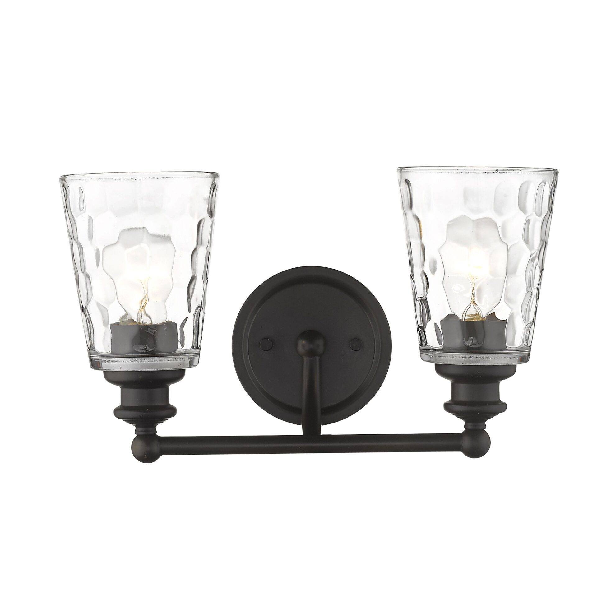 Bronze Metal Pebbled Glass Two-Light Wall Sconce 4 Bronze Metal Pebbled Glass Two-Light Wall Sconce - Image 4
