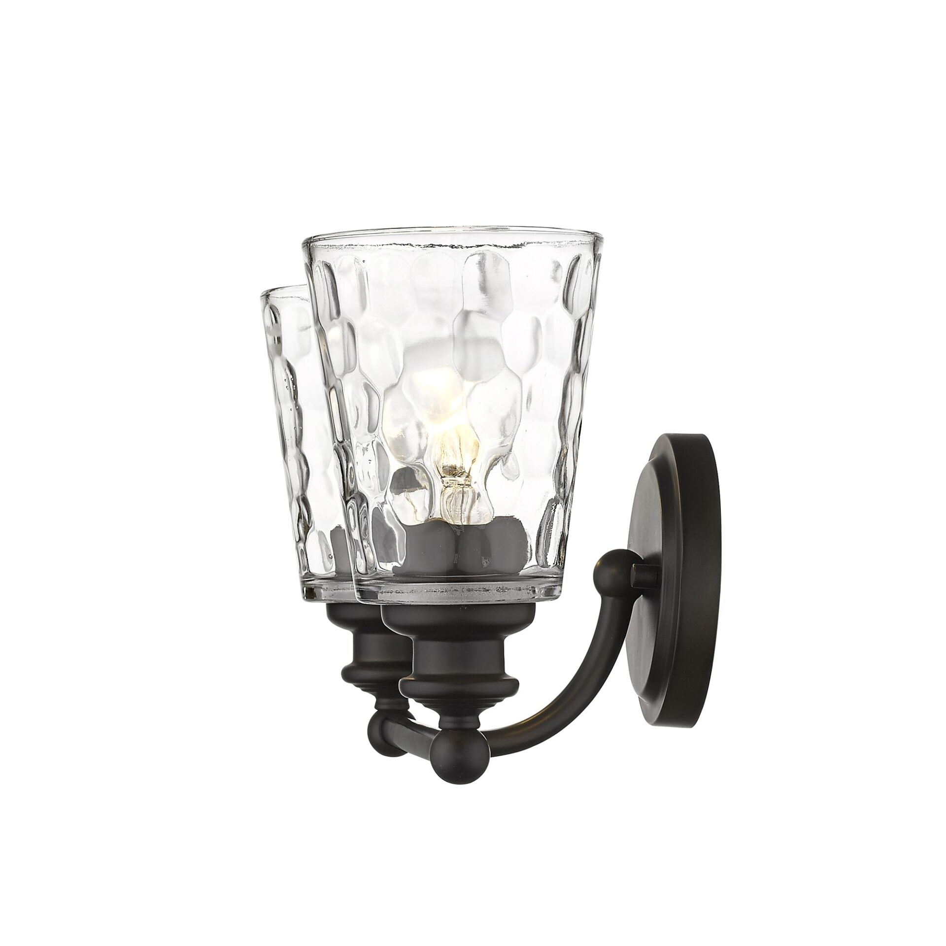 Bronze Metal Pebbled Glass Two-Light Wall Sconce 5 Bronze Metal Pebbled Glass Two-Light Wall Sconce - Image 5
