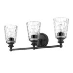 Mae 3-Light Matte Black Transitional Vanity with Clear Glass 6 Mae 3-Light Matte Black Transitional Vanity with Clear Glass