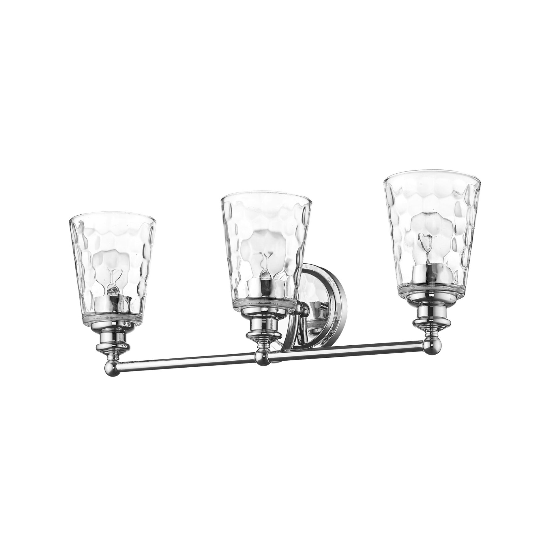 Mae 3-Light Chrome Vanity with Hand-Blown Clear Optic Glass 2 Mae 3-Light Chrome Vanity with Hand-Blown Clear Optic Glass - Image 2