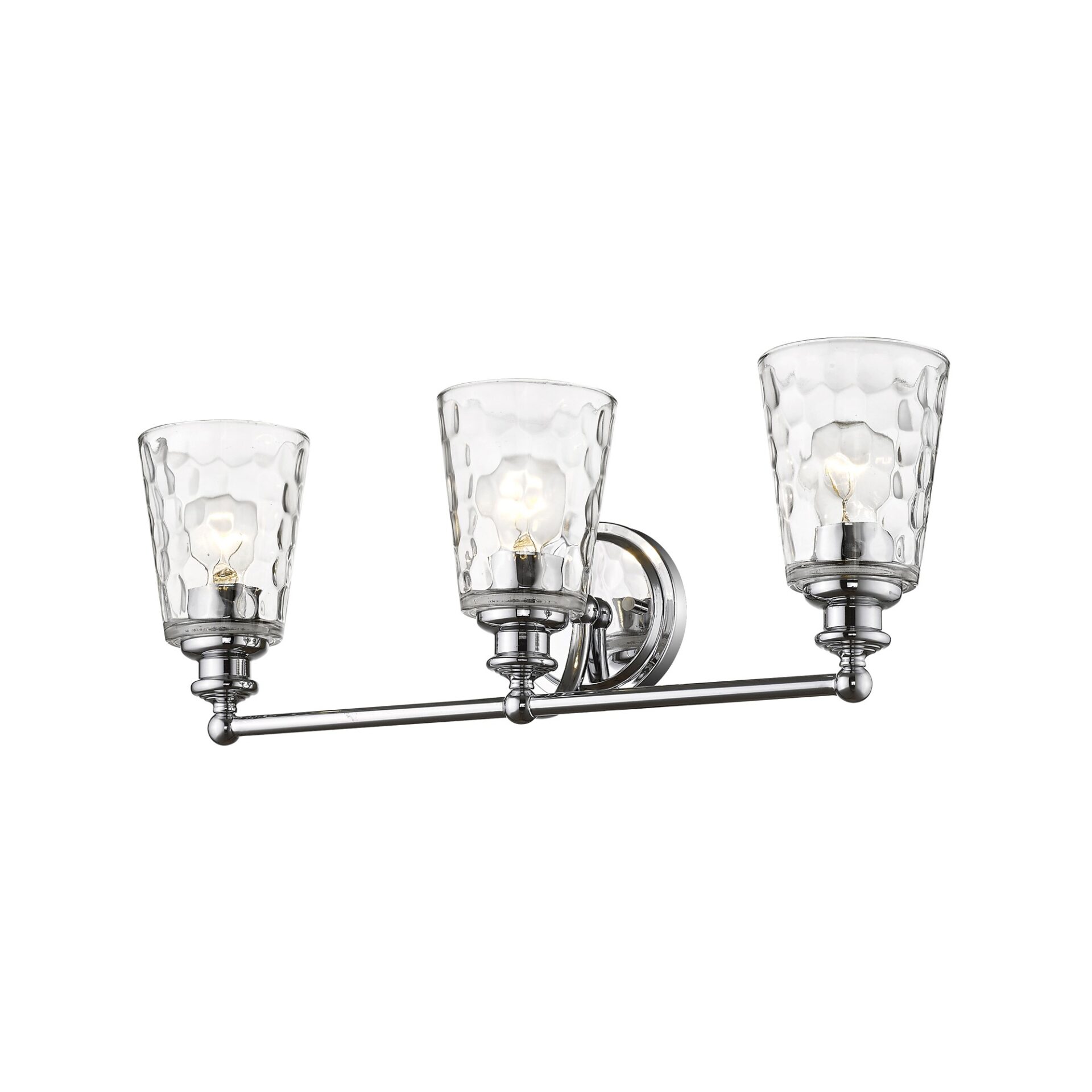 Mae 3-Light Chrome Vanity with Hand-Blown Clear Optic Glass 3 Mae 3-Light Chrome Vanity with Hand-Blown Clear Optic Glass - Image 3