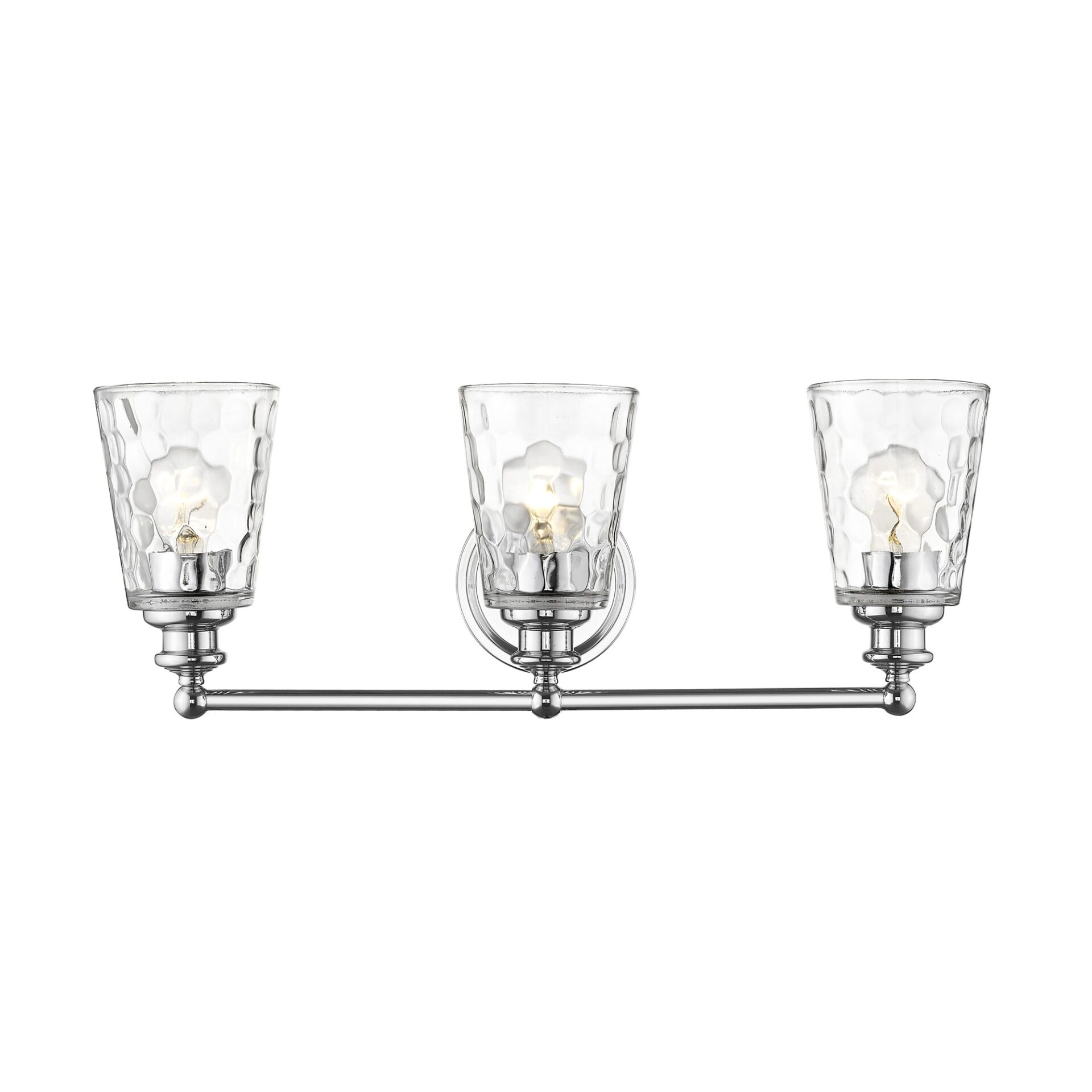 Mae 3-Light Chrome Vanity with Hand-Blown Clear Optic Glass 5 Mae 3-Light Chrome Vanity with Hand-Blown Clear Optic Glass - Image 5