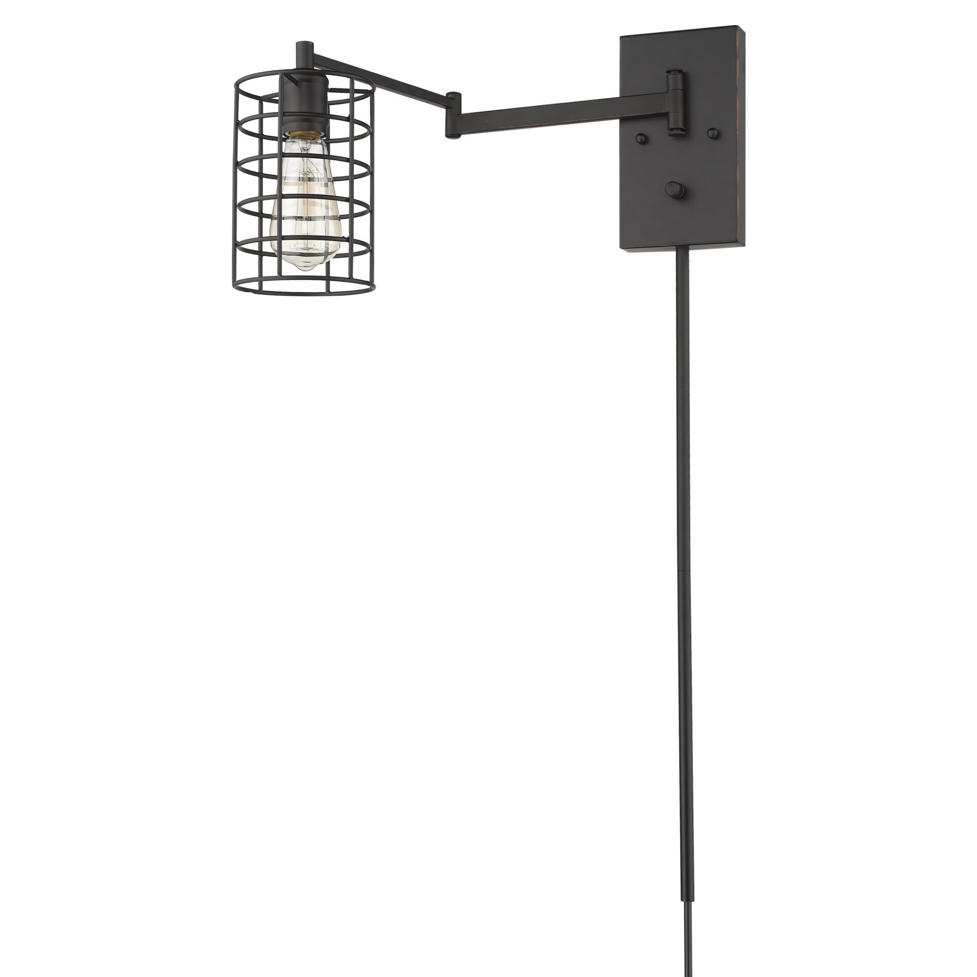 Industrial Bronze Swing Arm Metal Cage Wall Sconce 1 Industrial Bronze Swing Arm Metal Cage Wall Sconce