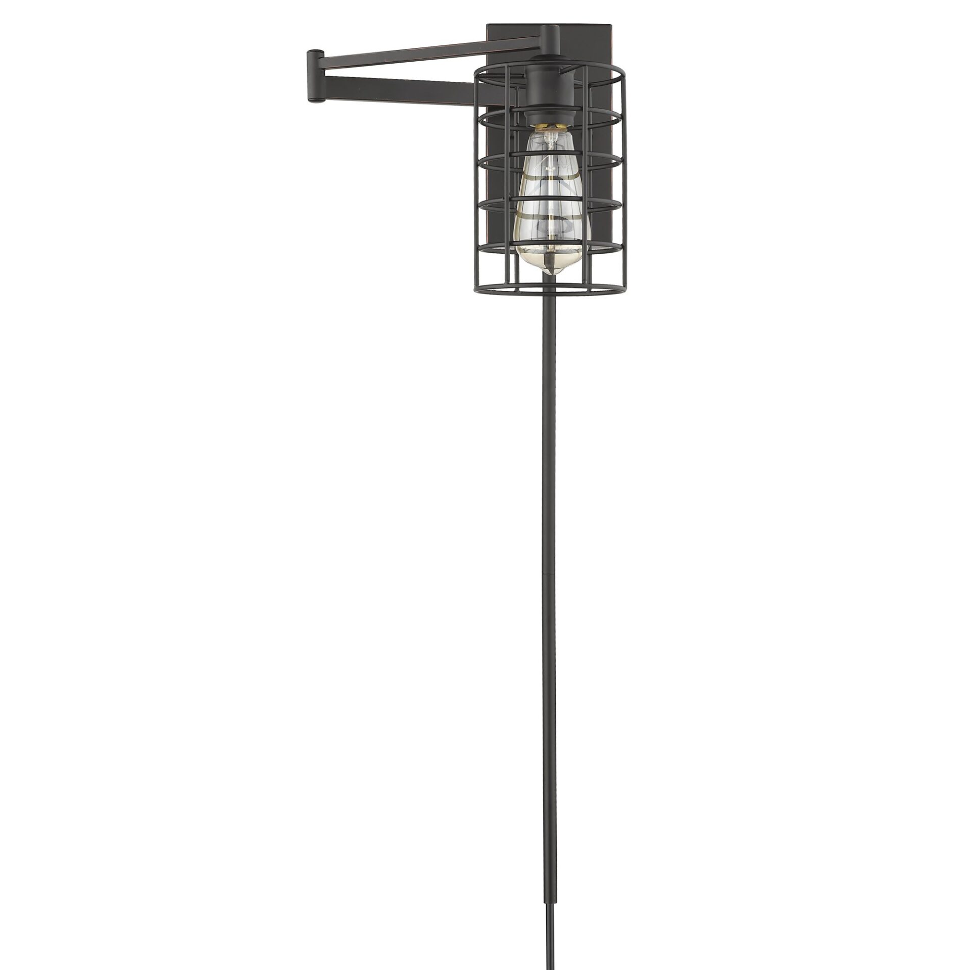 Industrial Bronze Swing Arm Metal Cage Wall Sconce 3 Industrial Bronze Swing Arm Metal Cage Wall Sconce - Image 3