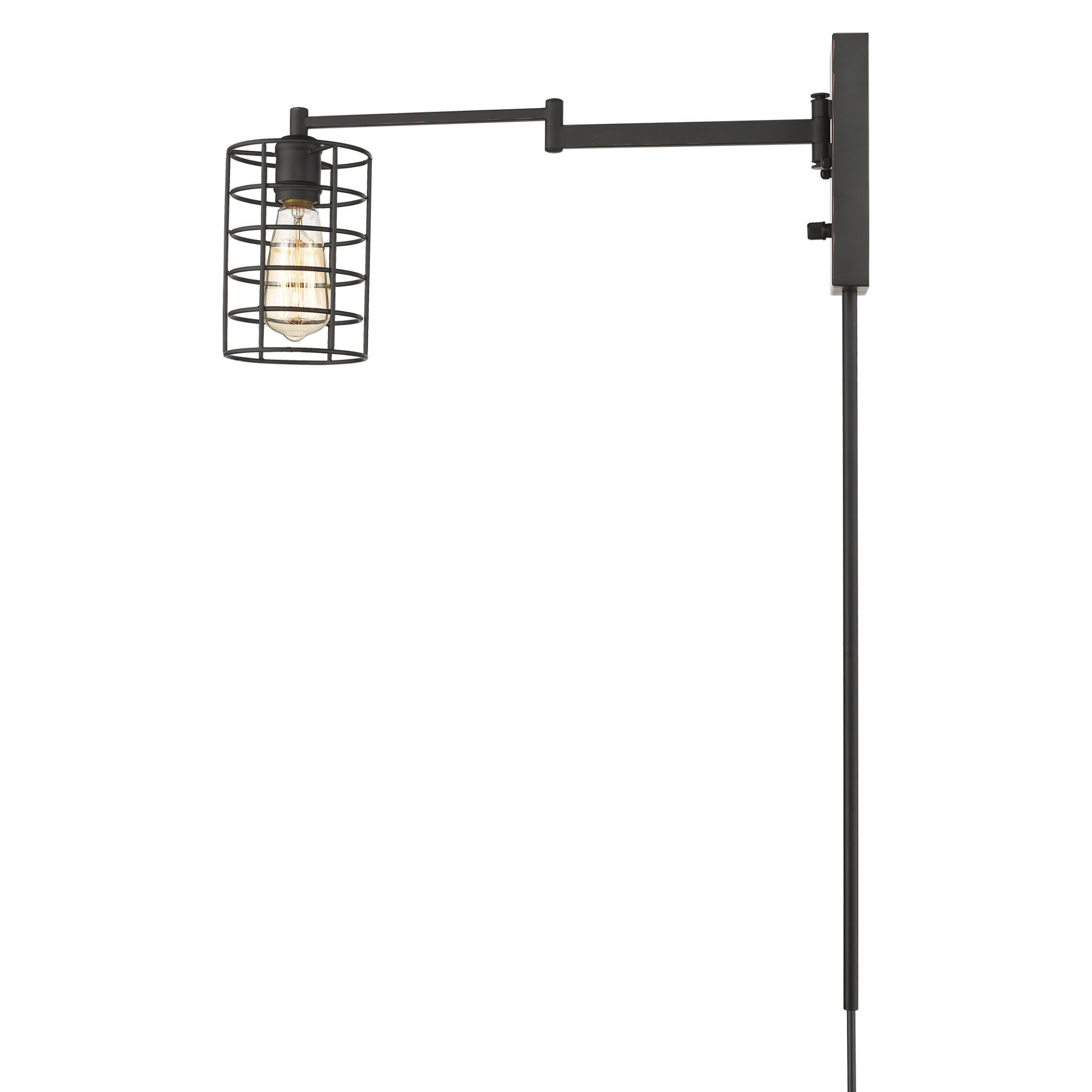 Industrial Bronze Swing Arm Metal Cage Wall Sconce 6 Industrial Bronze Swing Arm Metal Cage Wall Sconce - Image 6