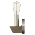 Silver Metal and Wood Transitional Wall Sconce