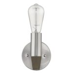 Silver Metal and Wood Transitional Wall Sconce