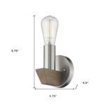 Silver Metal and Wood Transitional Wall Sconce
