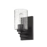 Bronze Wall Sconce with Textured Glass Shade, Modern Style