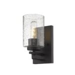 Bronze Wall Sconce with Textured Glass Shade, Modern Style